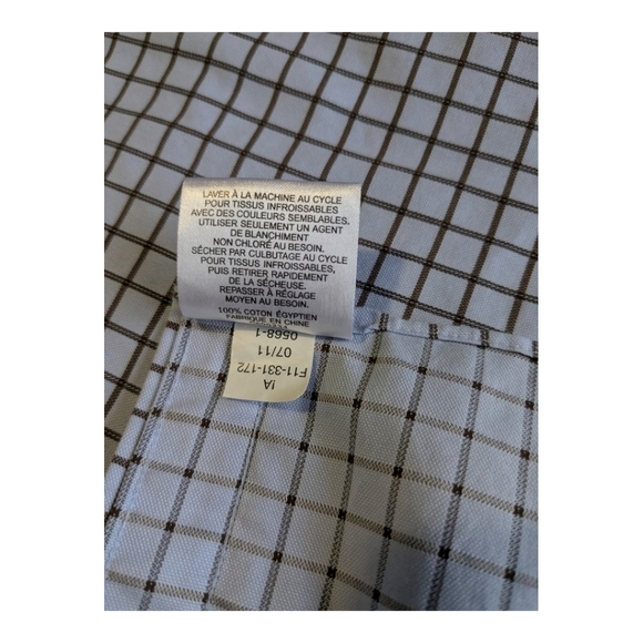 Hudson Room Fitted, Plaid Long Sleeve Shirt, Blue/Grey. 17.5/34 - Picture 7 of 10